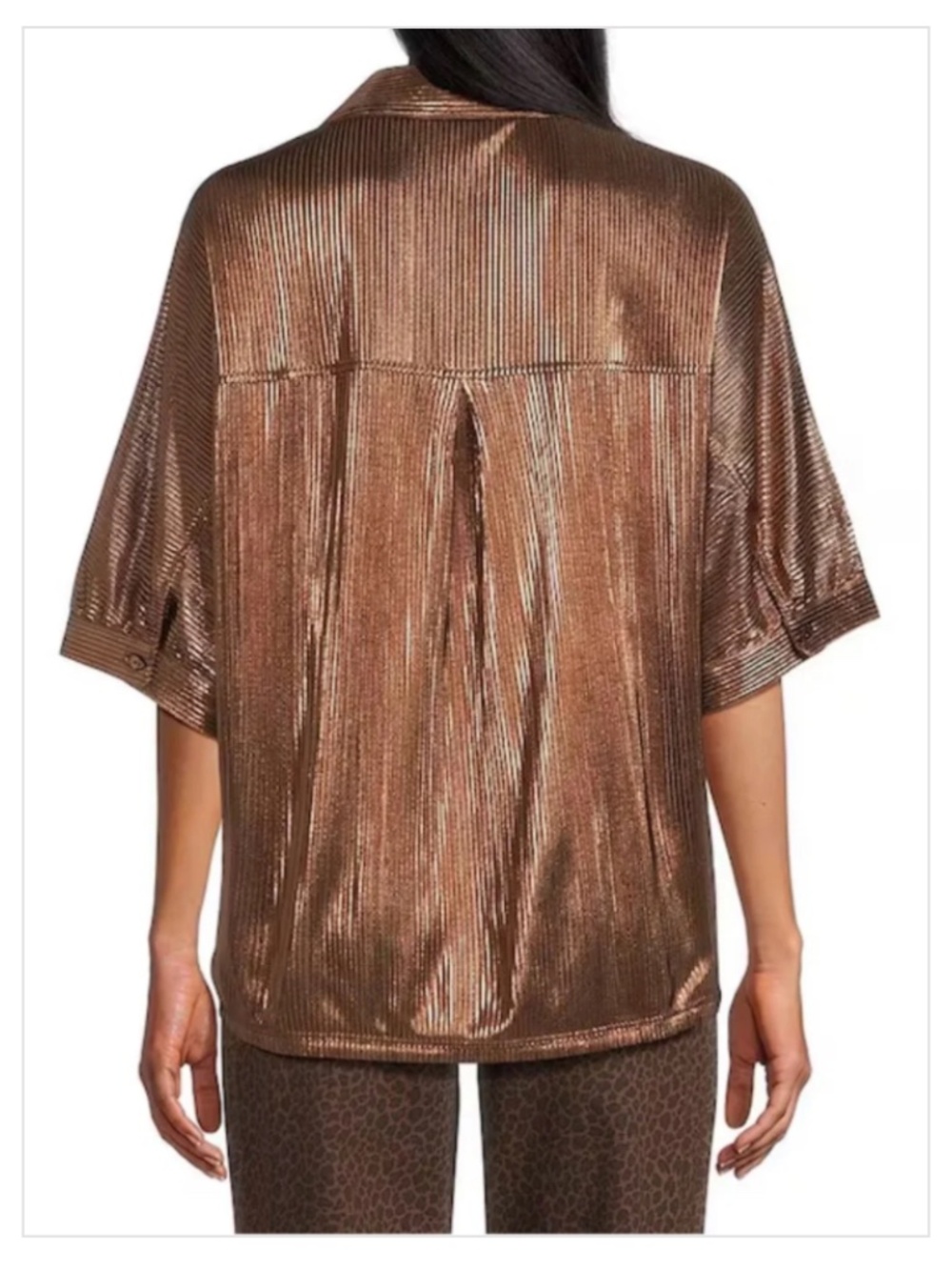 NWT John Mark Women's Button-Up Blouse Metallic Brown L - Picture 2 of 7